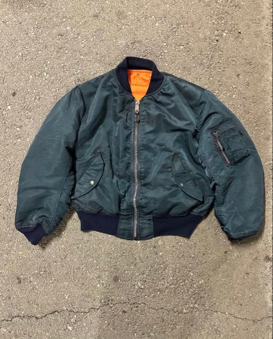 80s〜90s ALPHA MA-1 フライトジャケット USA製 ネイビー