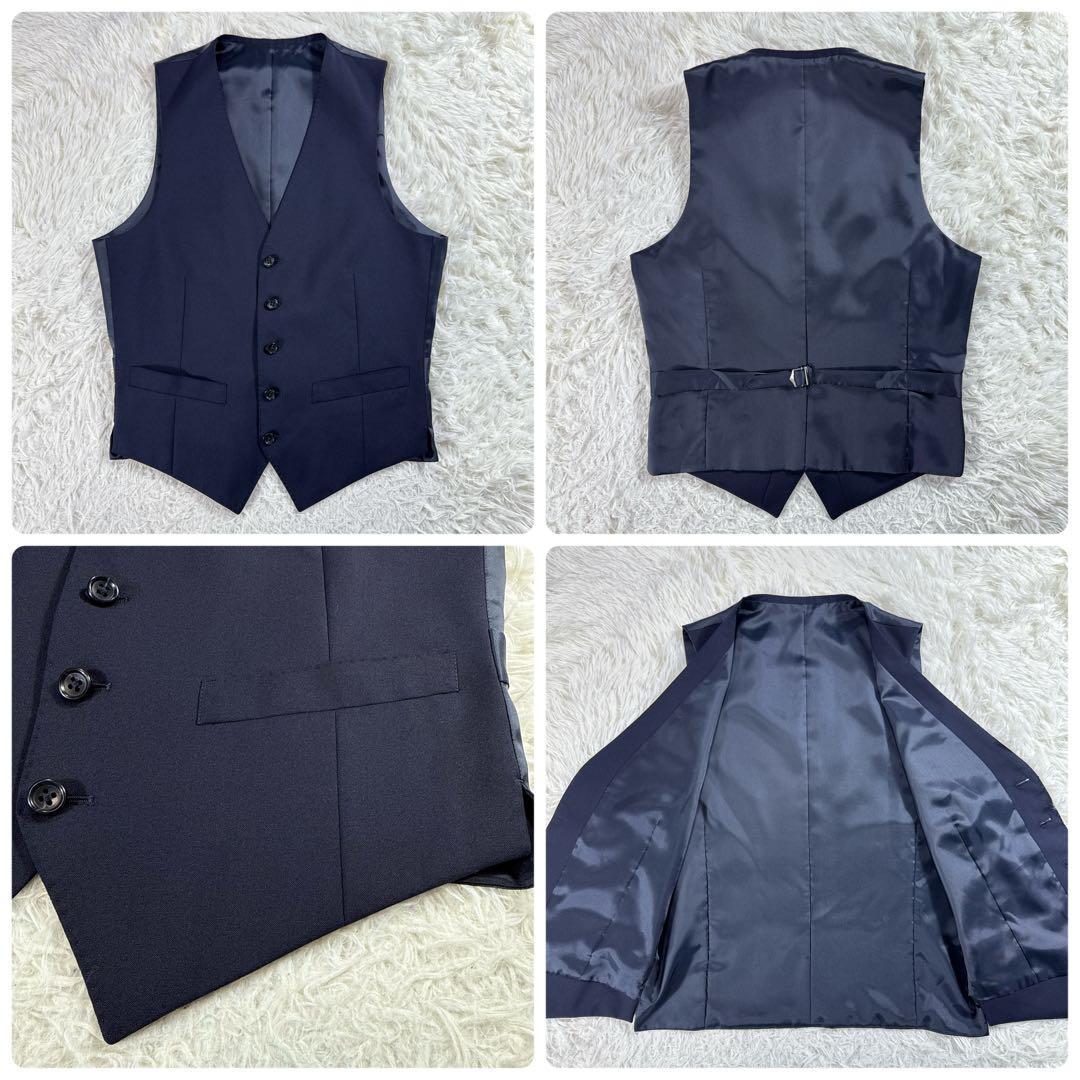 【イタリア生地】オンリー レダ スリーピーススーツ 無地 ネイビー 170Y