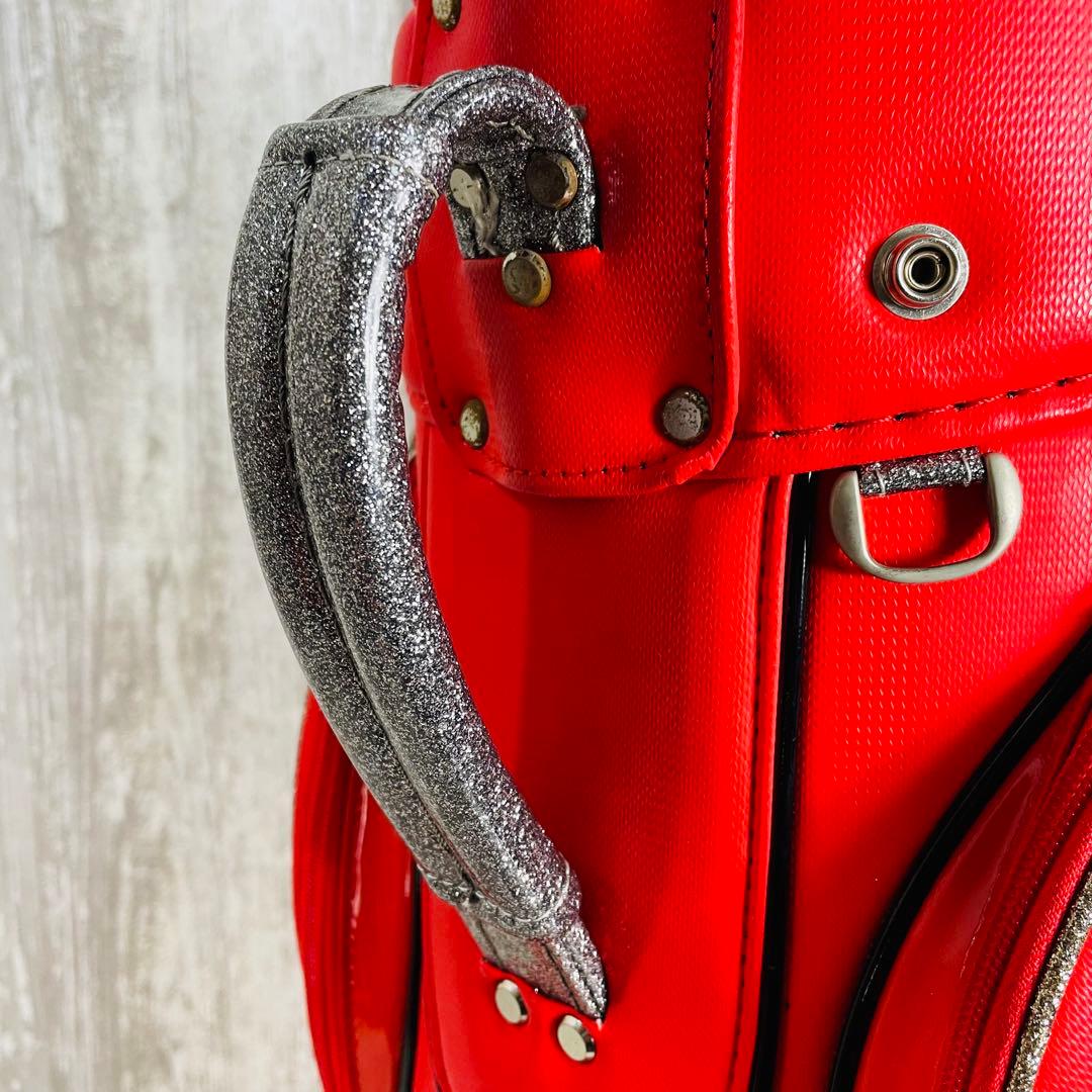 le coq sportif レディース　キャディバッグ　レッド　シルバーラメ