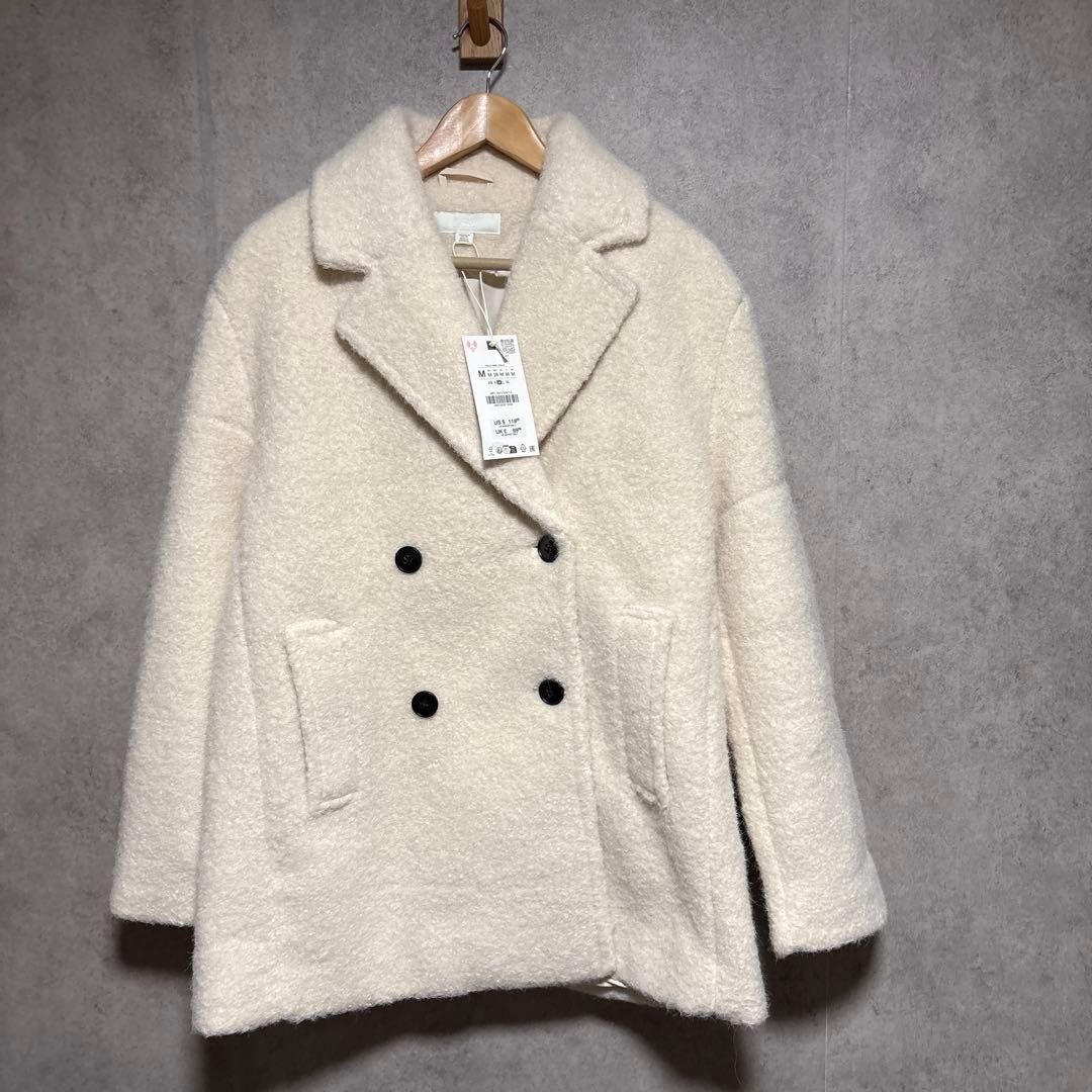 ZARA ザラ ブークレダブルブレストミディ丈コート M