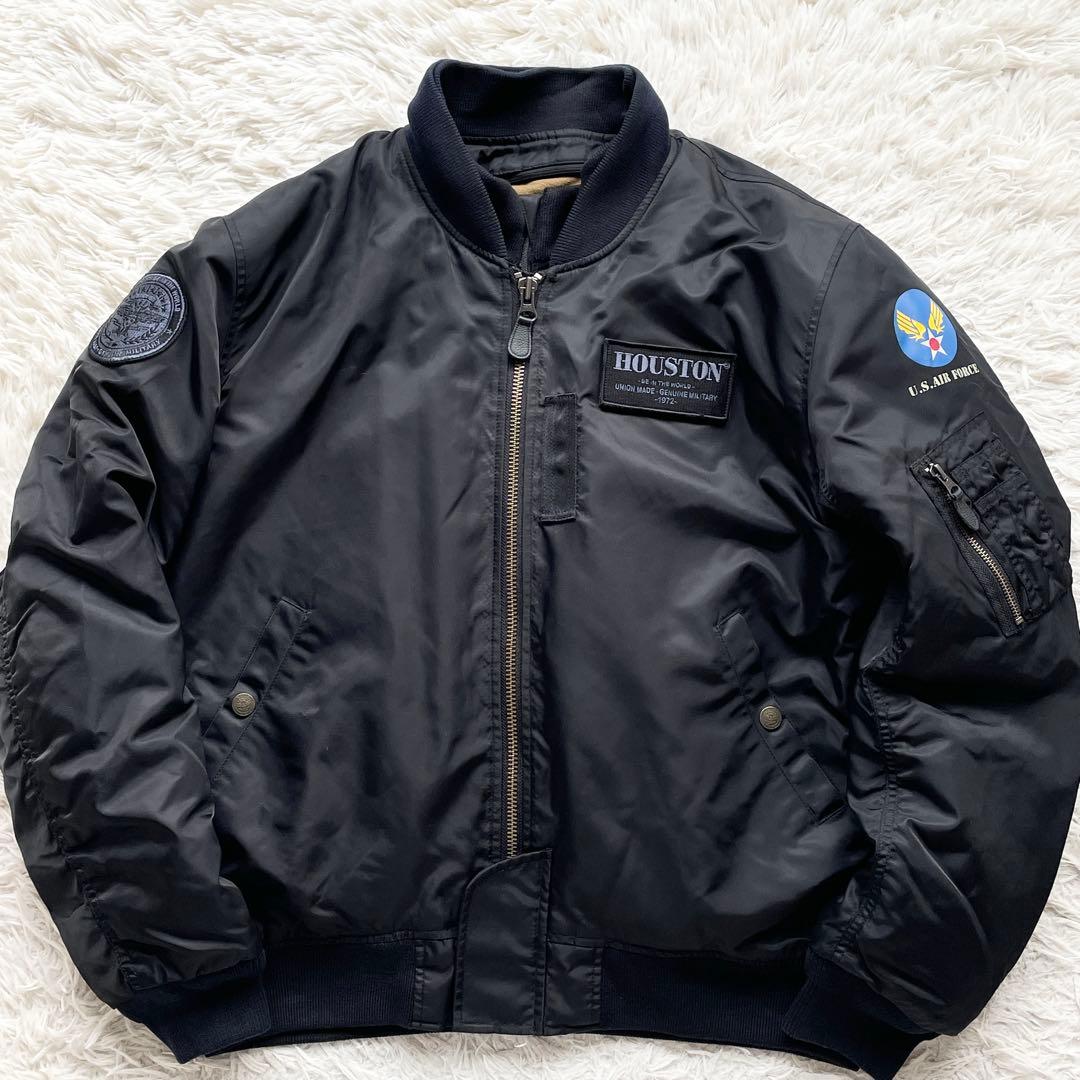 美品 XLサイズ HOUSTON MA-1 ライディングJAC プロテクター装着