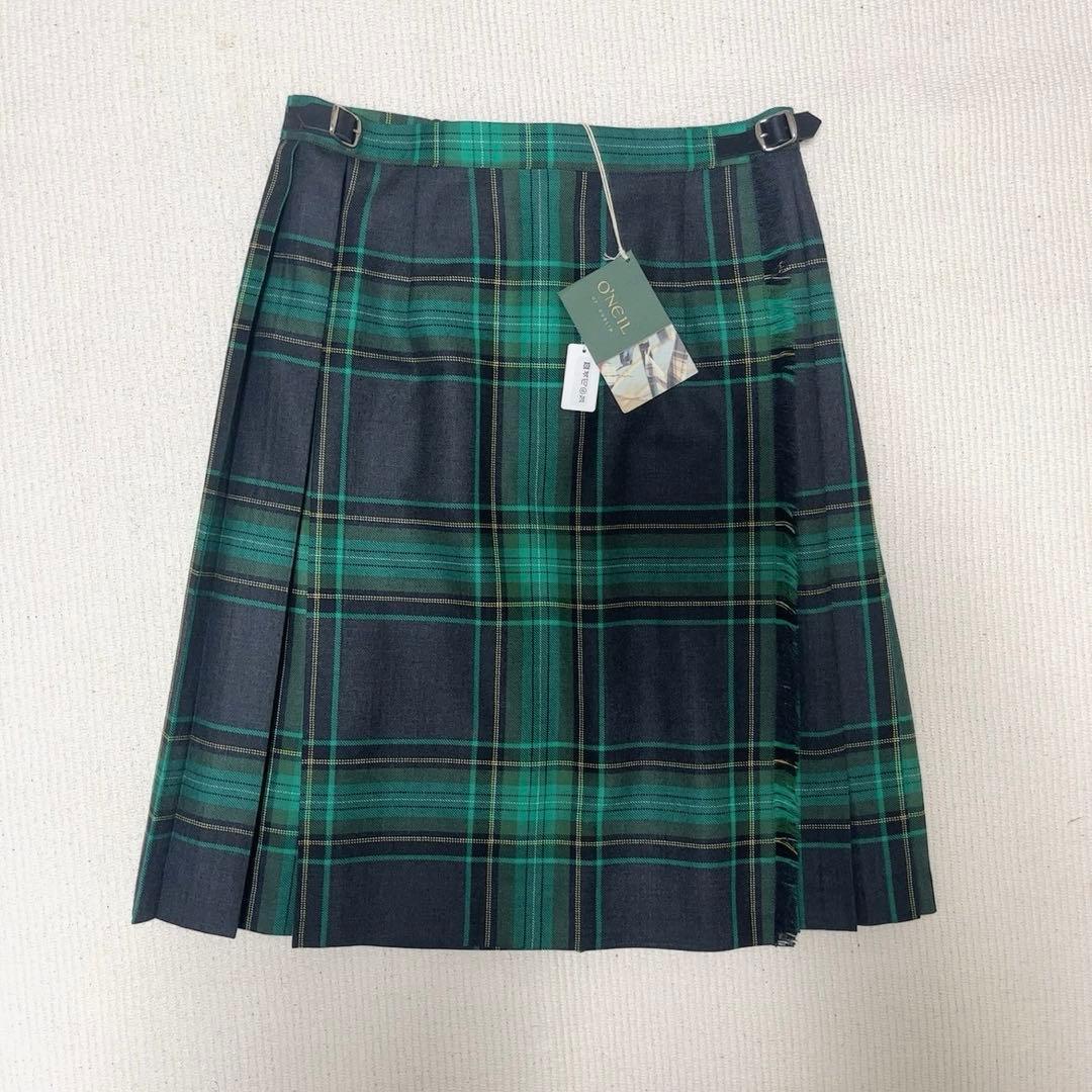 タグ付き　オニールオブダブリン　プリーツ キルトスカート　ラップ　ウール　ベルト