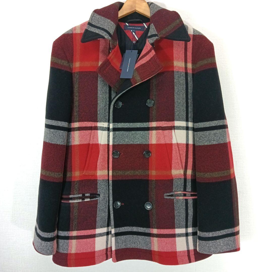 【新品タグ付き】トミーヒルフィガー　カシミヤ混　メルトン　Pコート　肉厚　ML