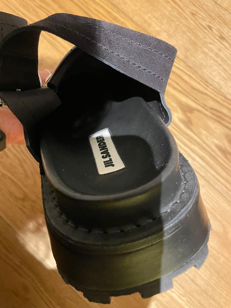 ジルサンダー サンダル 42 SUEDE REVERSED ブラック 厚底 黒