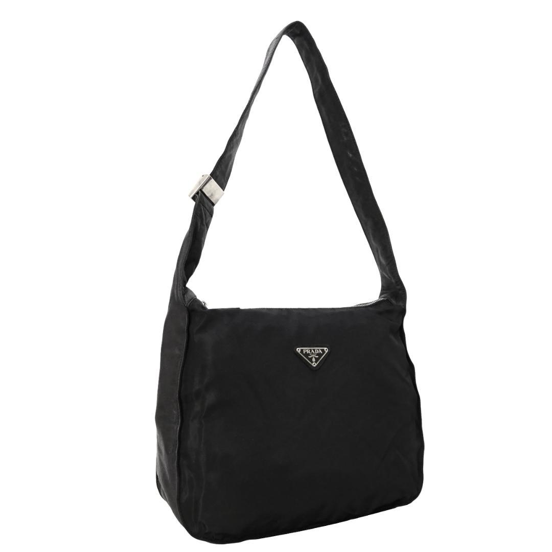本物 良品■プラダ■ショルダーバッグ 三角ロゴ ブラック ナイロン ハンドバッグ