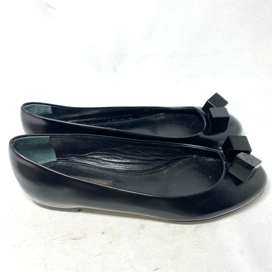 試着程度ルイヴィトン　サイズ表記「35」22.5 ブラックレザー　バレエシューズ