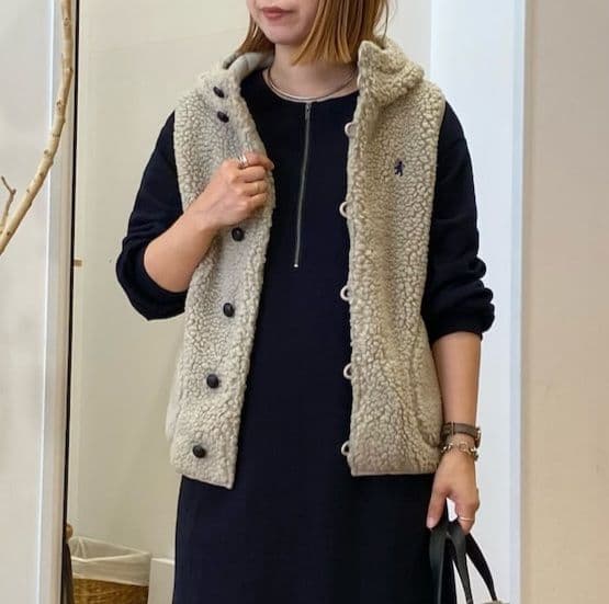 美品 ジムフレックス フーデットボアベスト 14 グレージュ