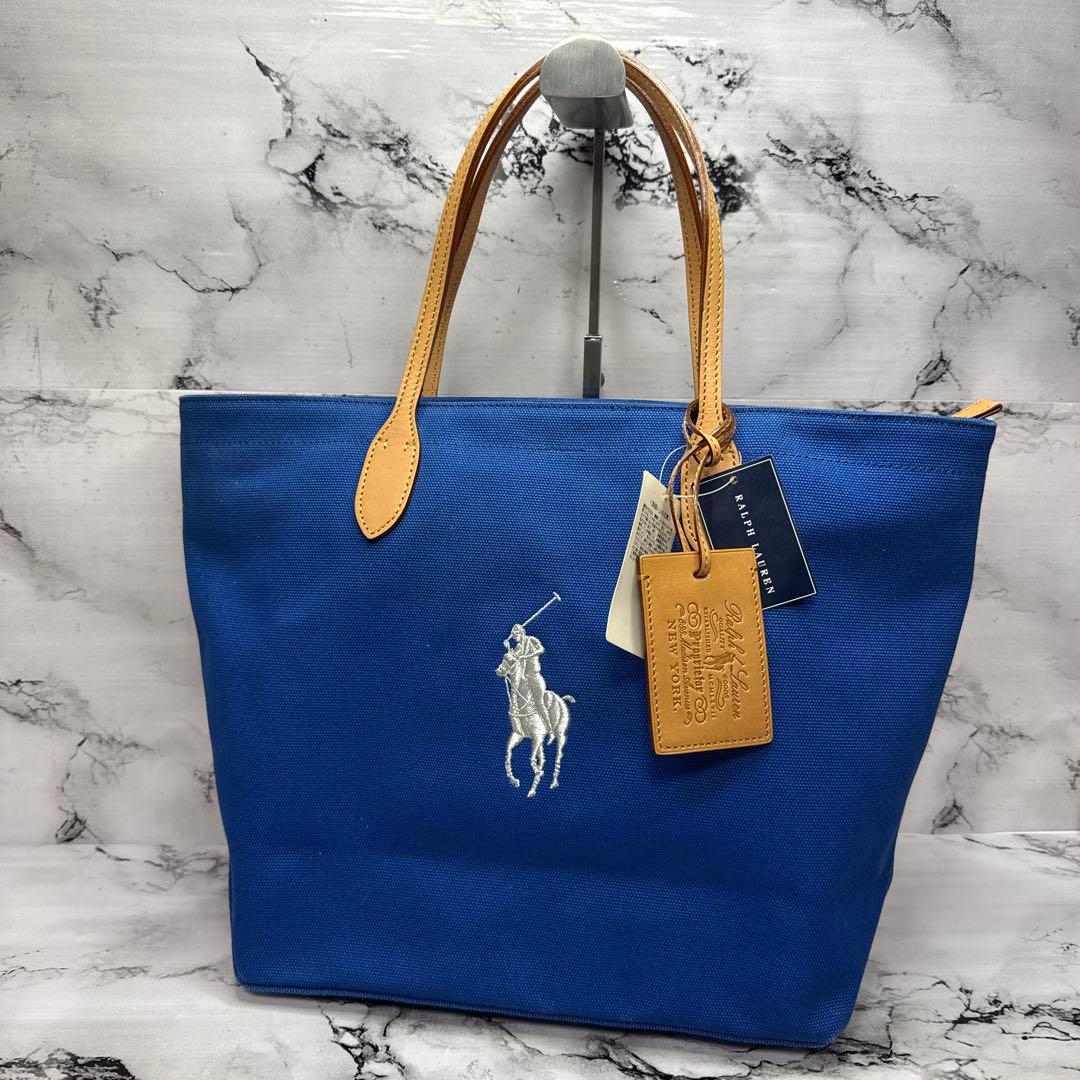 (未使用タグ付)大人気、ラルフローレン、トートバッグ、A-4可、ポニー刺繍、高級