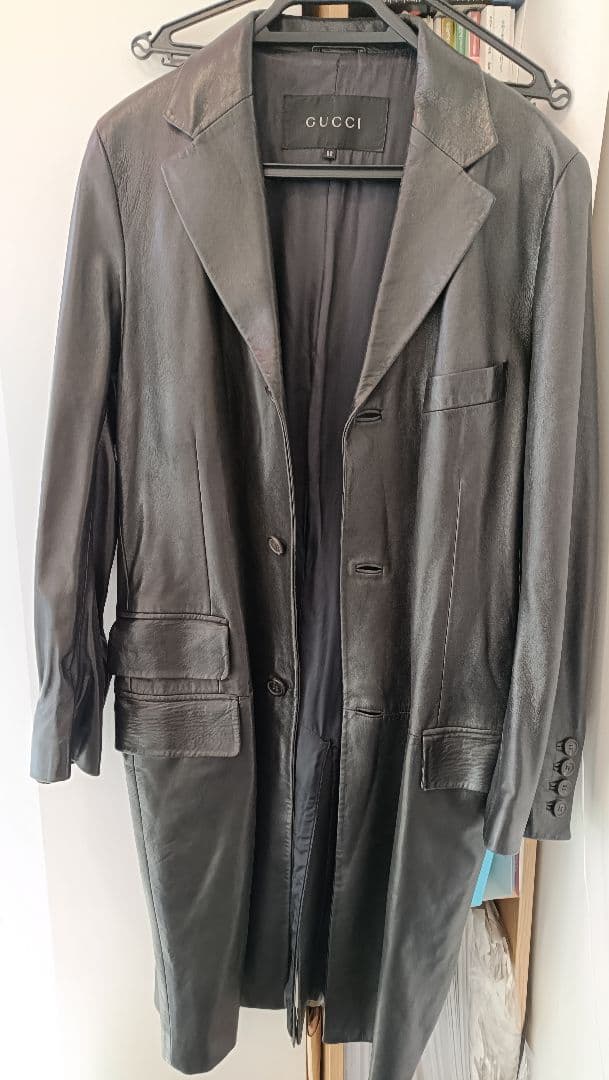 GUCCI グッチ レザー 革 ロングコート　ユーズド　美品