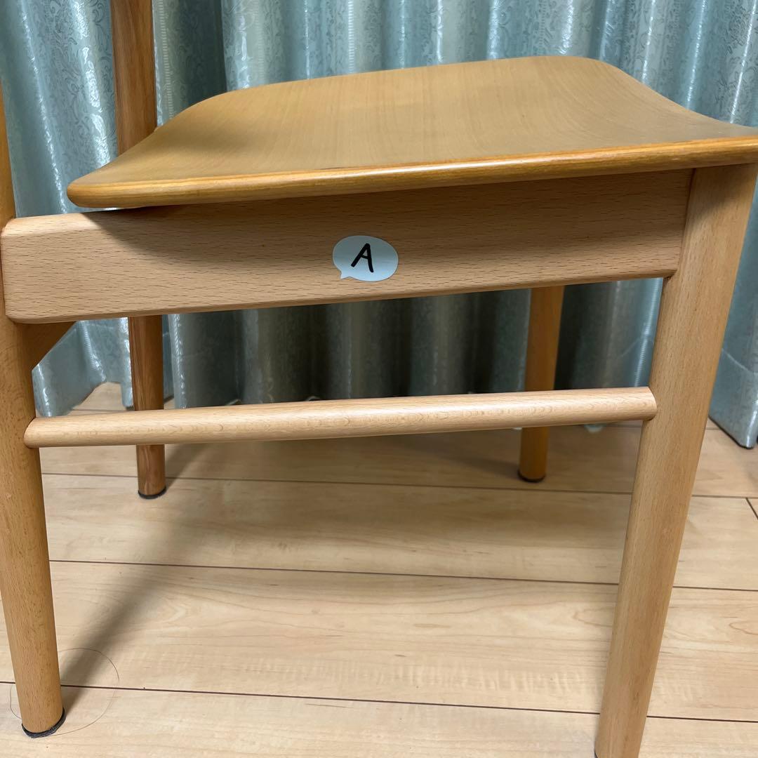 美品　無印良品　ラウンドチェア オーク材　A