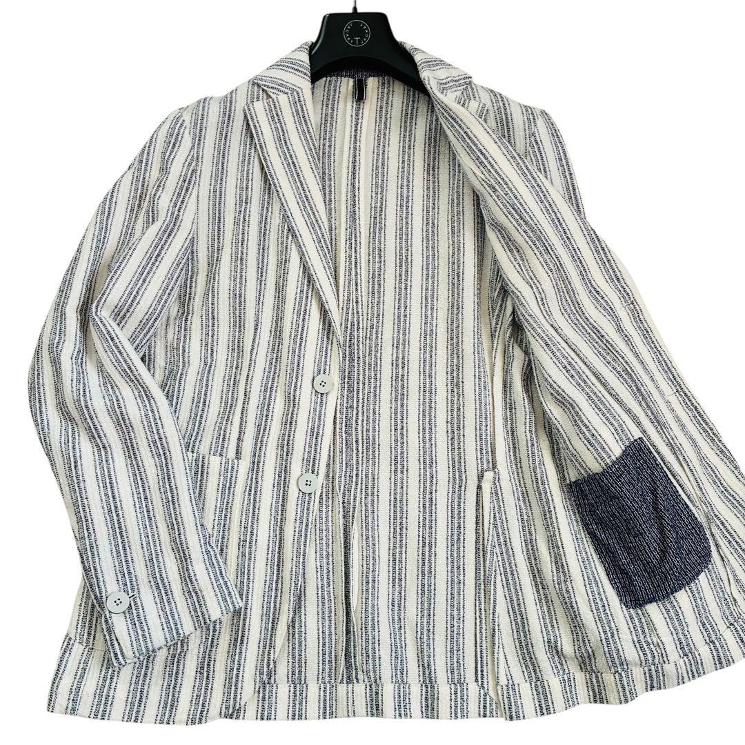 【良品】ルビアム1911 テーラードジャケット ストライプ　リネン混　イタリア製