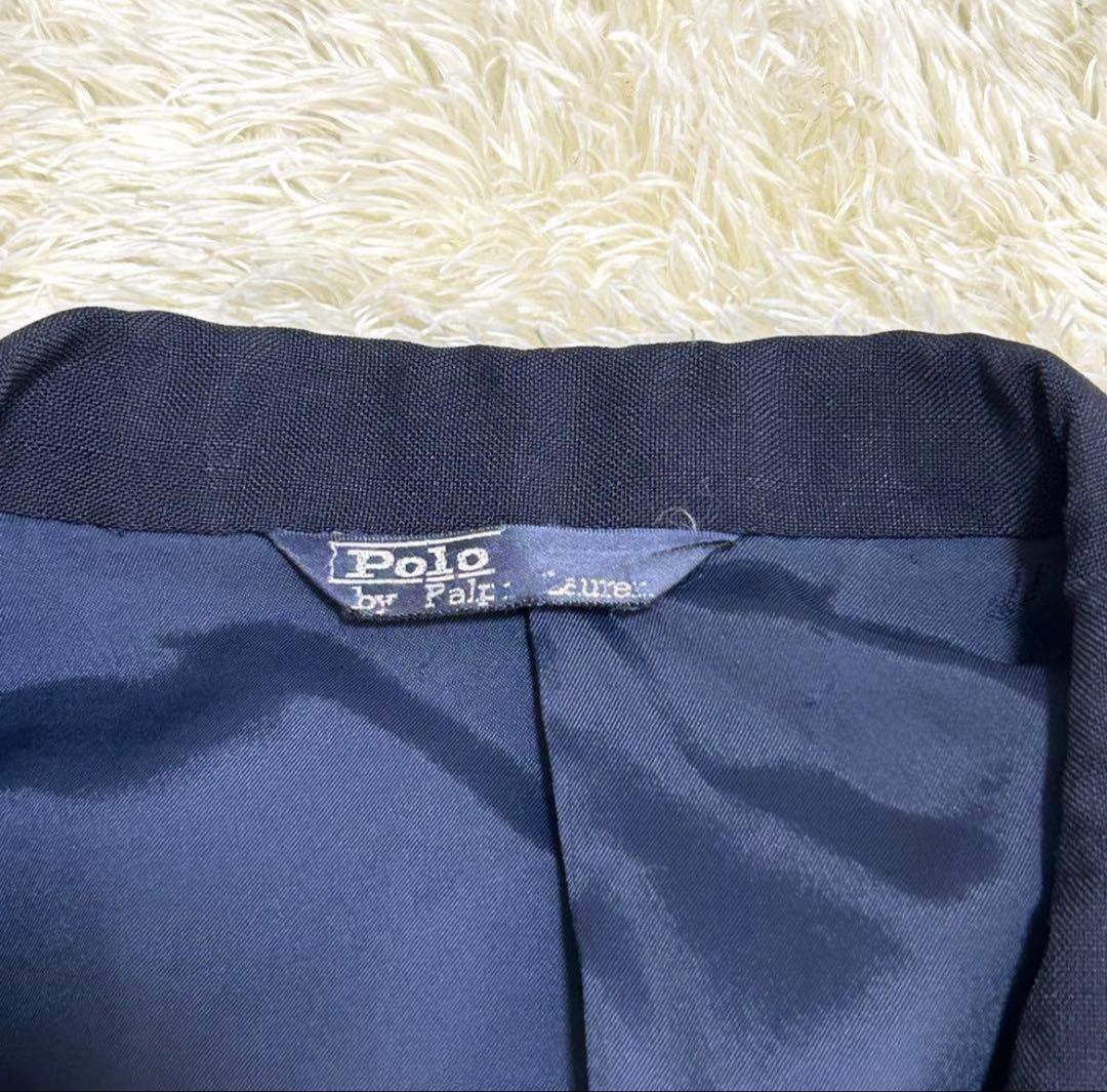 ポロ ラルフローレン 紺ブレザー ダブルジャケット 金ボタン L相当