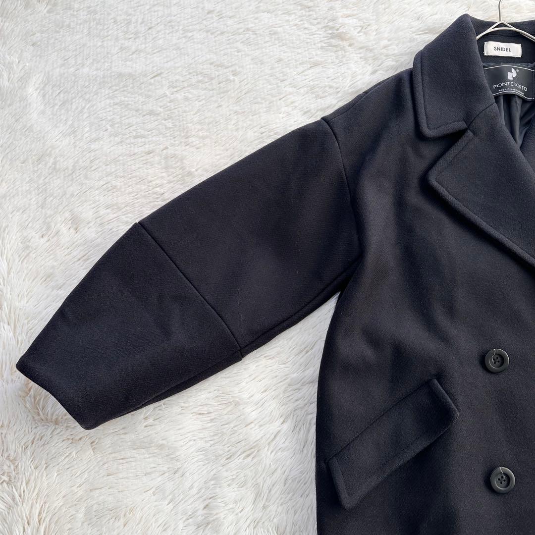 SNIDEL ウールコクーンダブルコート オーバーサイズ イタリア生地 ブラック