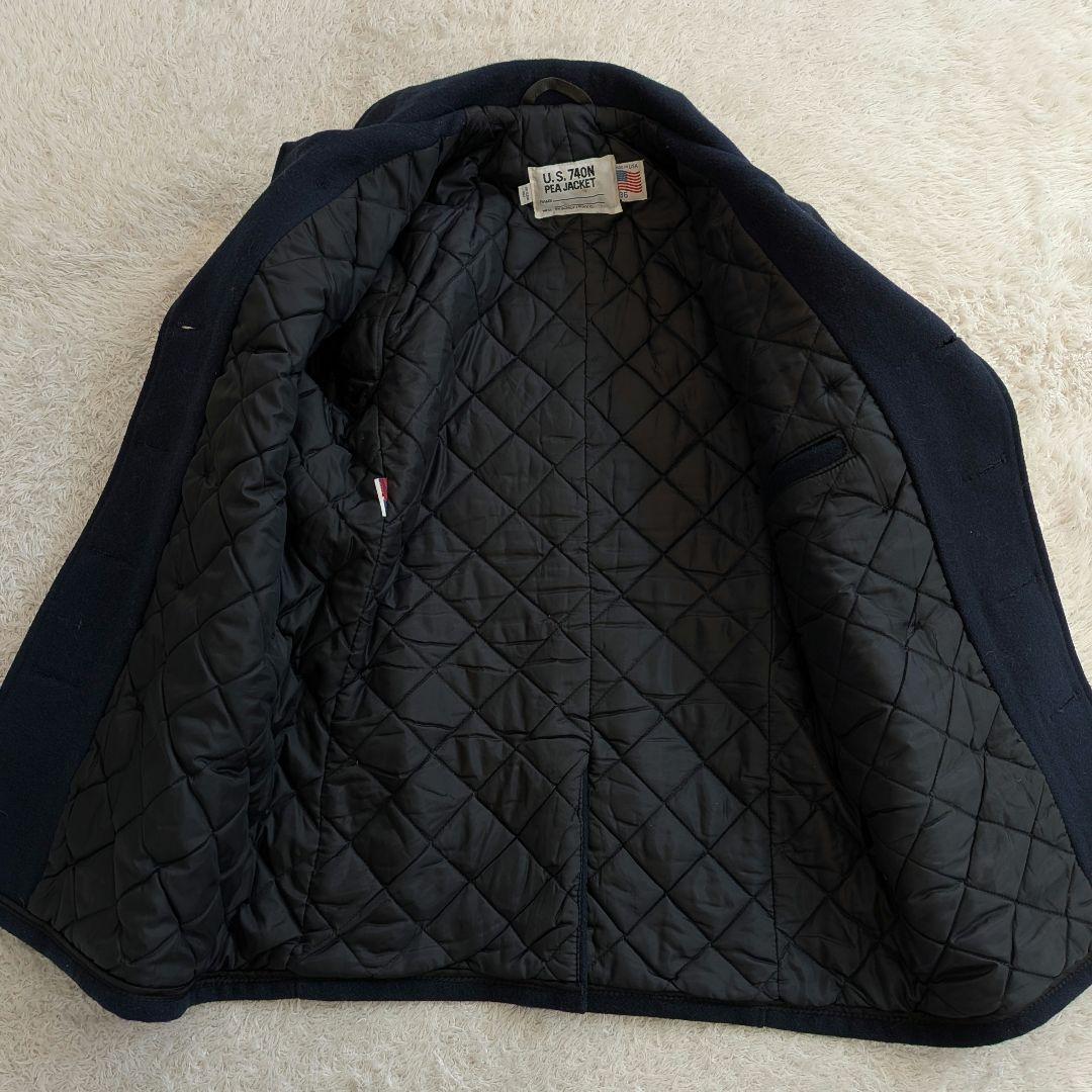 希少　ショット　ネイビー ウールコート ピーコート　USA 36