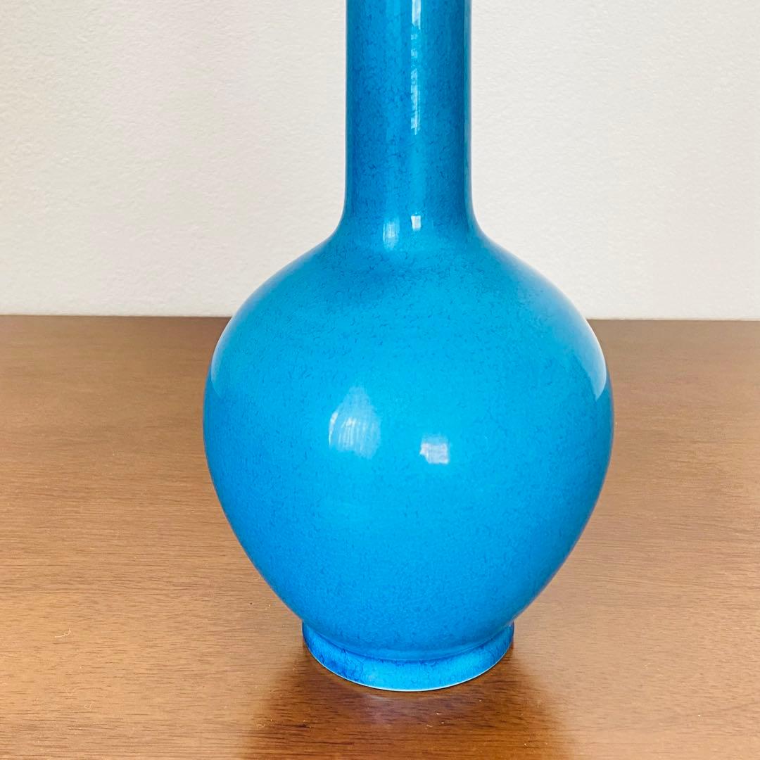 鶴首花入 浅黄交趾　中村翠嵐窯　共箱入　茶道具　華道具　花生　花瓶　京焼