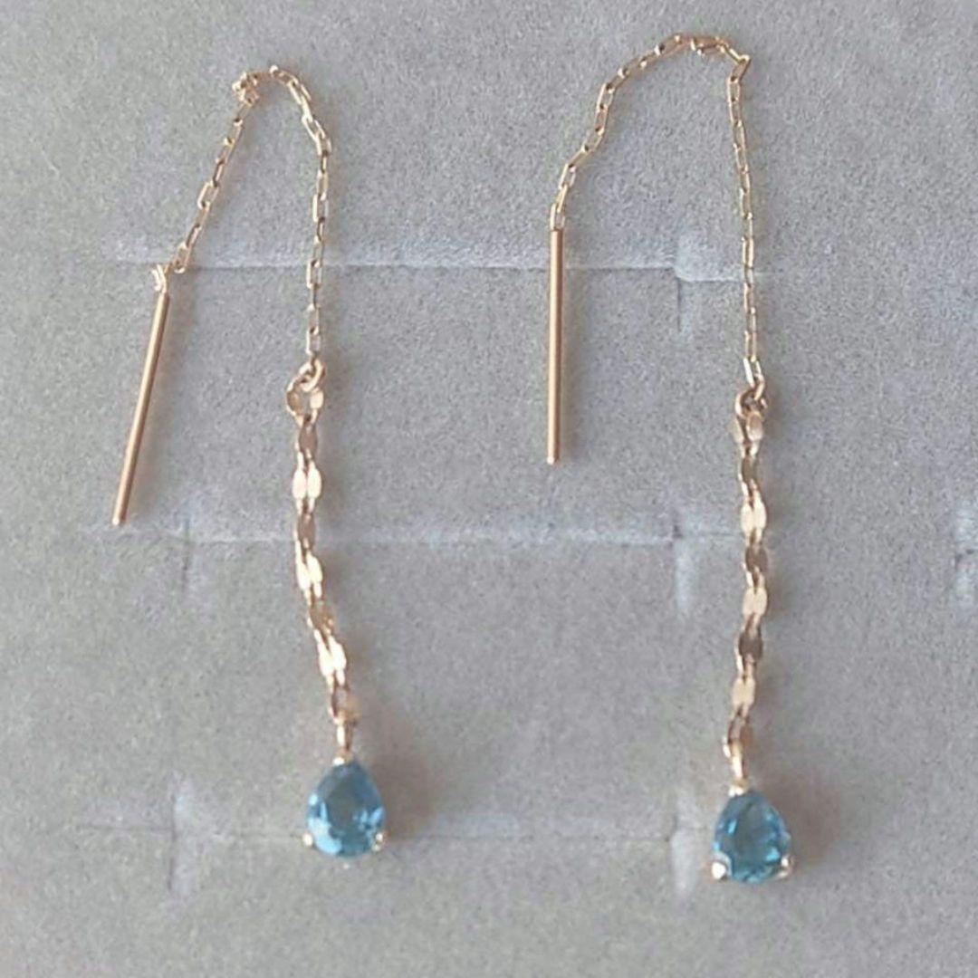 未使用　ツツミ　ロンドンブルートパーズアメリカンピアス　K10