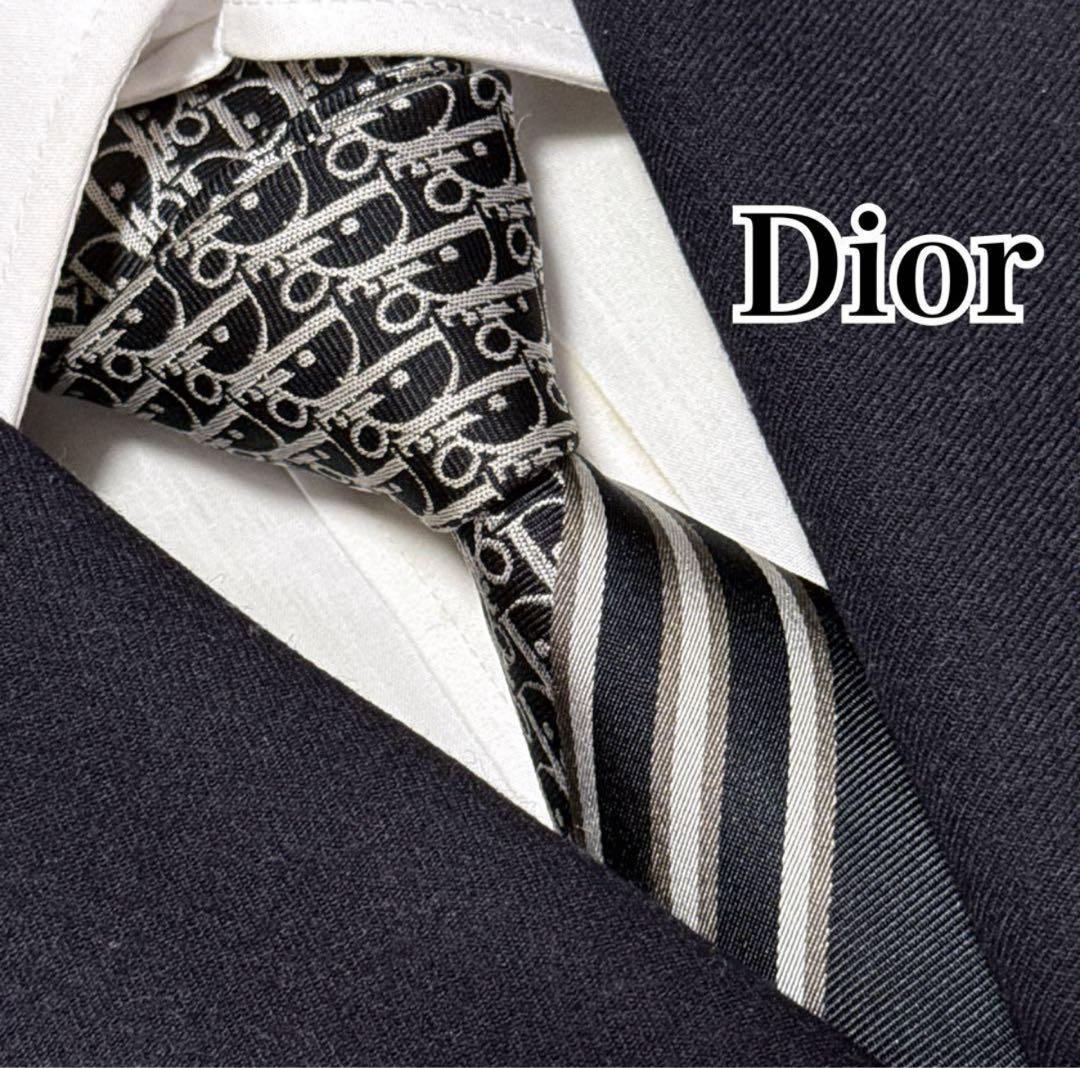 美品　ディオールオム　ネクタイ　トロッター　オブリーク　ジャガード　手編み　高級