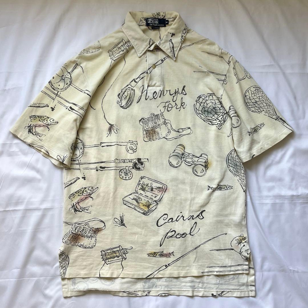 レア! 90s POLO Ralph Lauren フィッシング柄 ポロシャツ