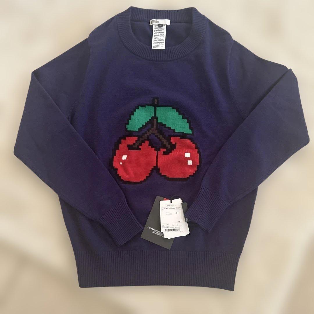ネイビー チェリー柄 セーター Mニット新品未使用