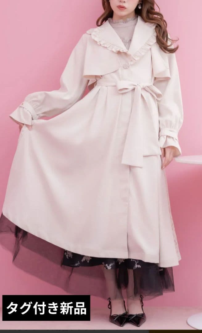 couturebyROJITA バックレース切替トレンチコート ベージュ