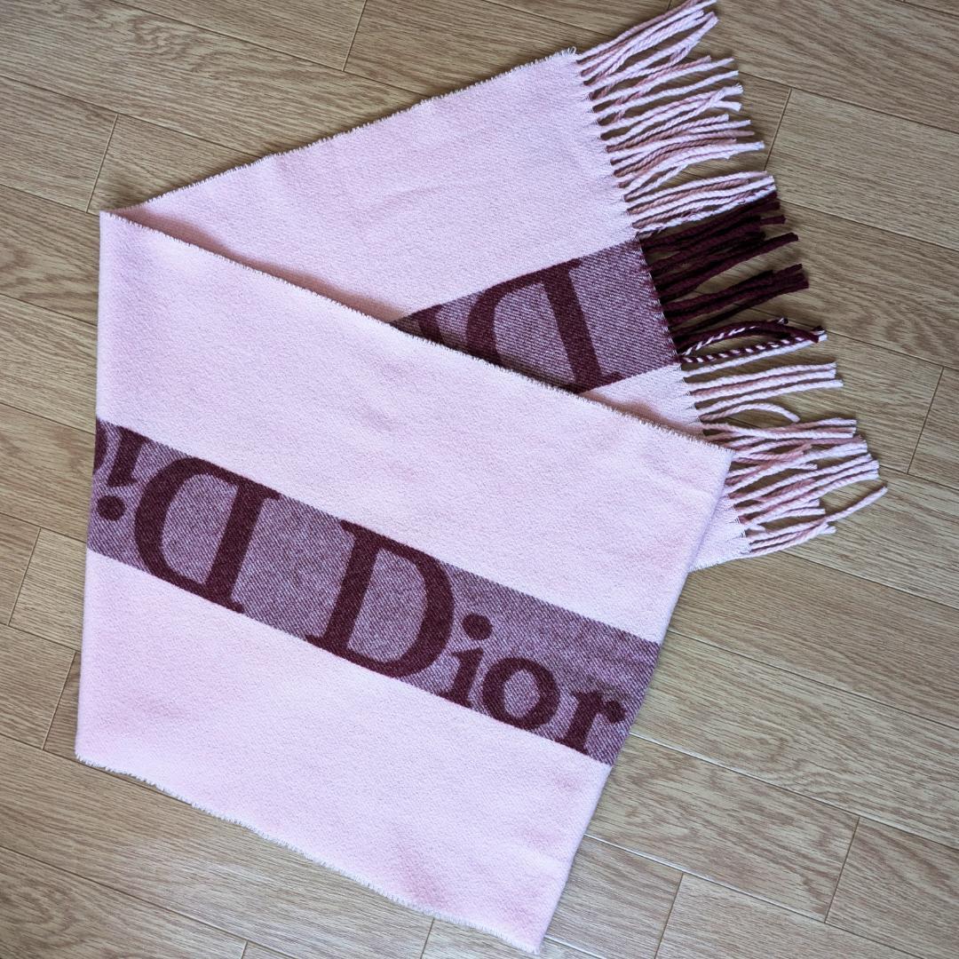 Christian Dior ロゴマフラー ピンク