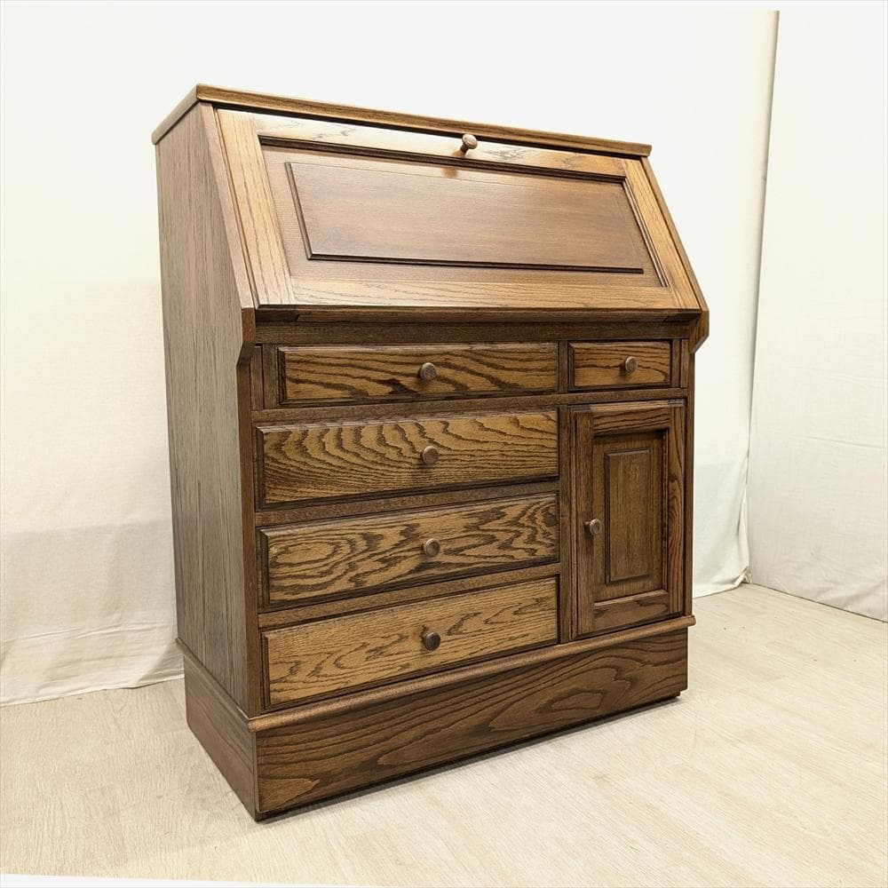 キャピック　ナラ　ライティングデスク　ライティングビューロー　鏡台　机　デスク