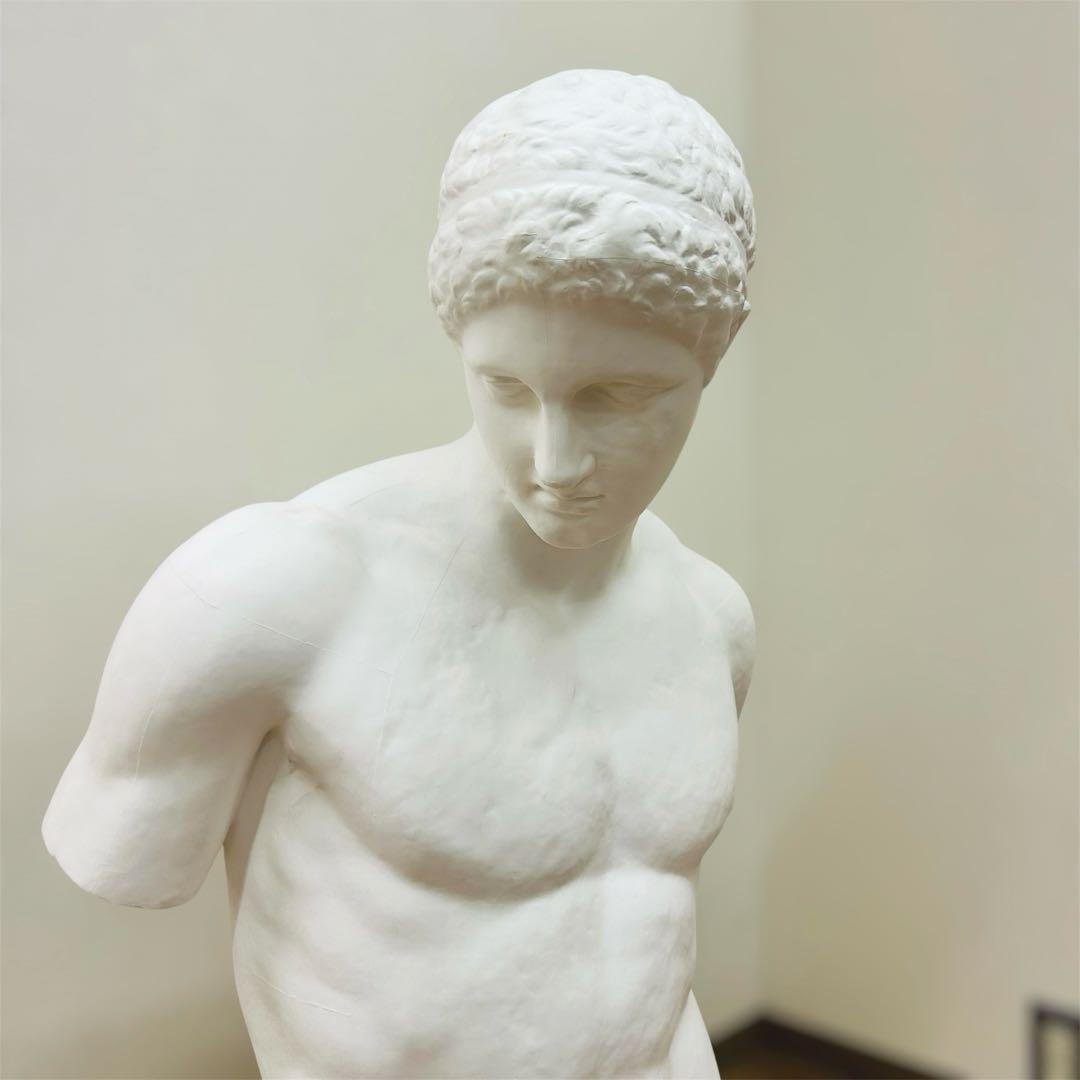 【状態良好】堀石膏制作 円盤投げ 半身像 アンティーク像 H‑012