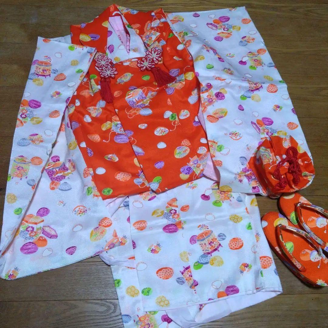 レトロ可愛い★三歳★貝道具柄★被布＆着物