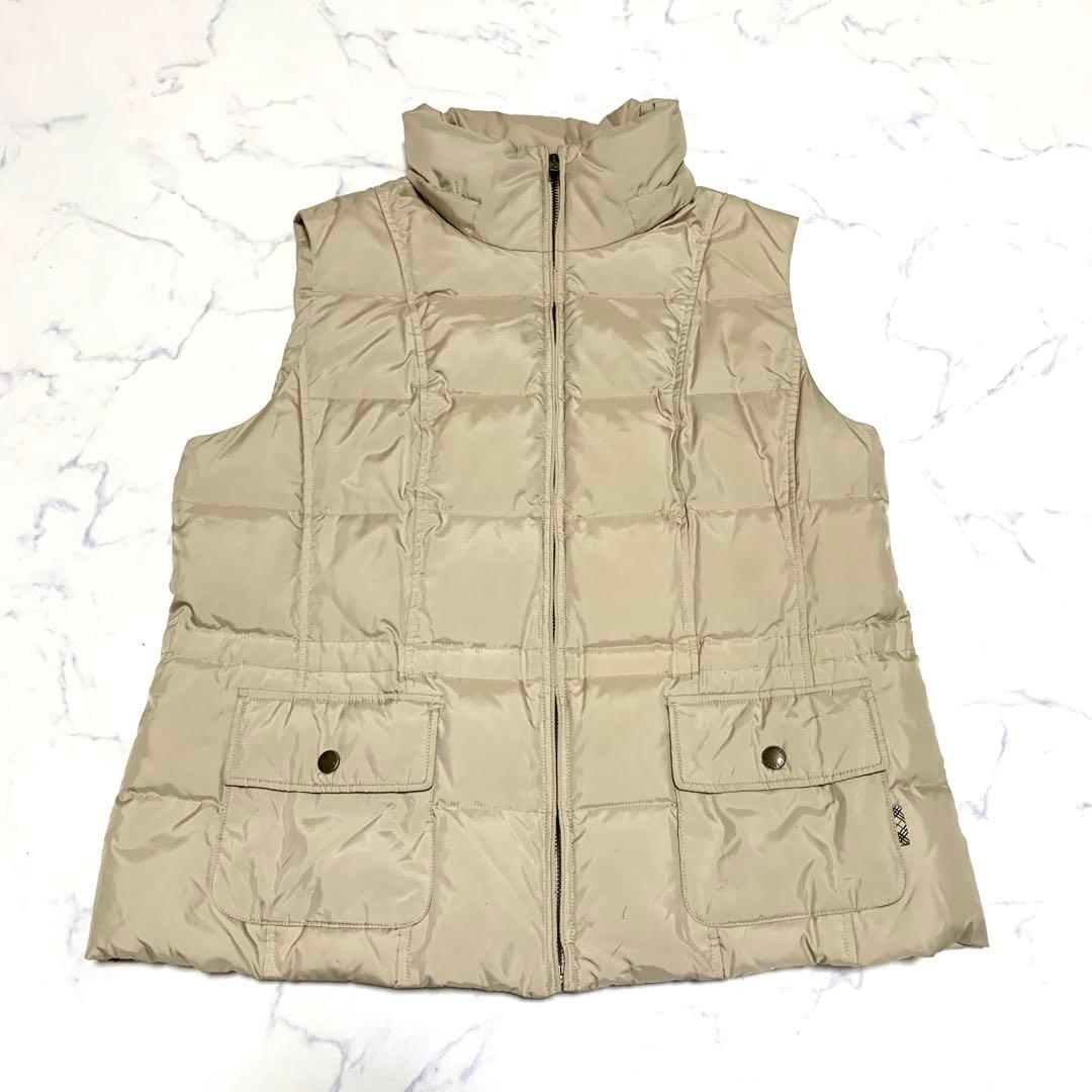 【美品　特大3L！ノバチェック】バーバリーロンドン　ダウンベスト　アイボリー
