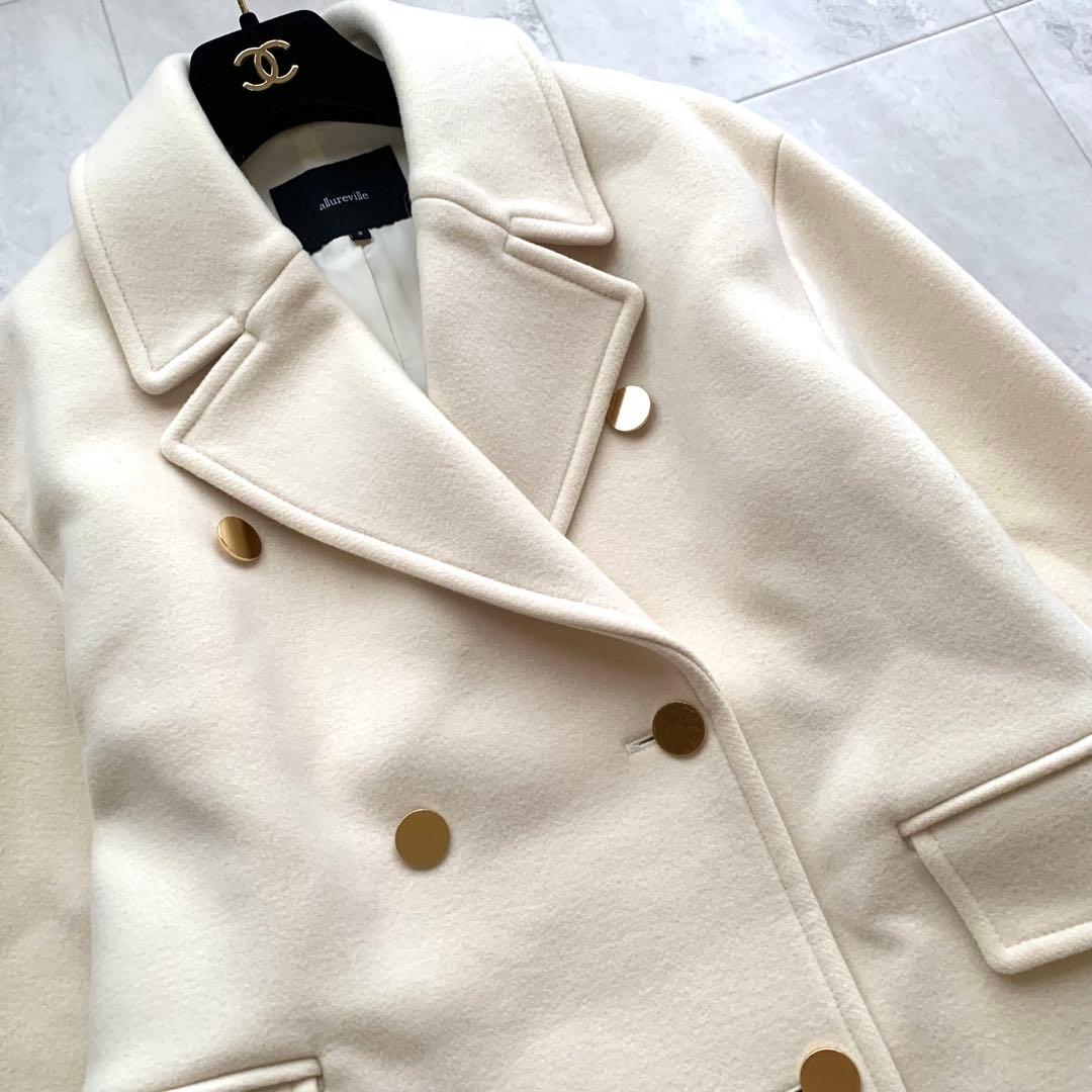 美品♡アルアバイル メルトンチェスターコート ウール 金ボタン 2 ホワイト