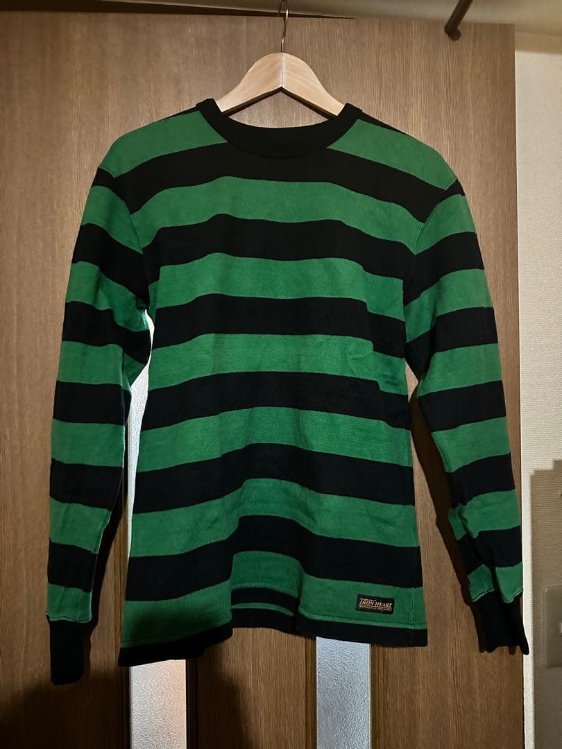 美品 IRON HEART アイアンハート ヘビーウエイト セーター M 黒×緑