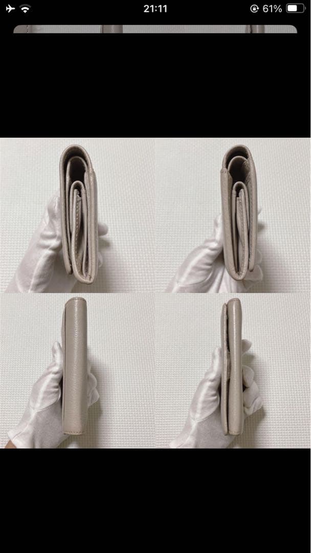 未使用HIROFUヒロフレザー二つ折り財布　センプレ　ライトグレー 「H」ロゴ