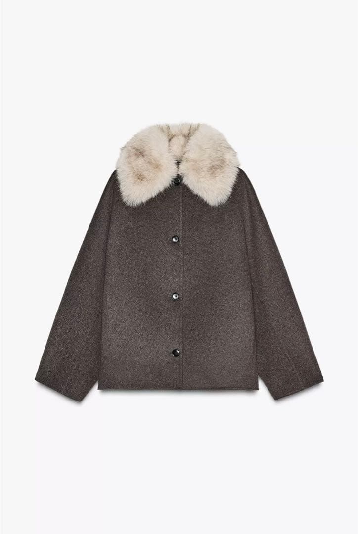 ZARA フェイクファー襟ウールコート