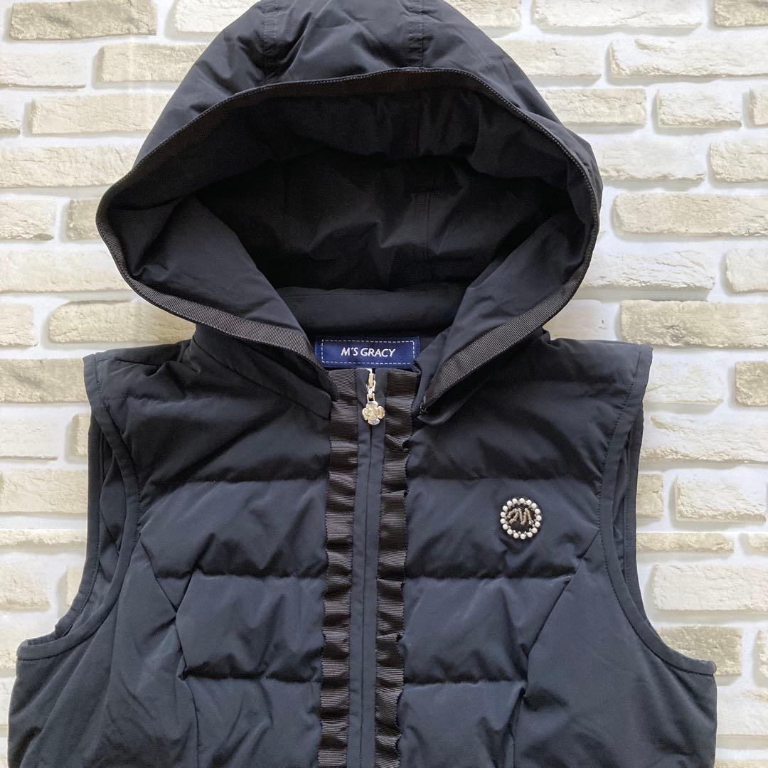 M’SGRACY フリルダウンベスト　黒　38