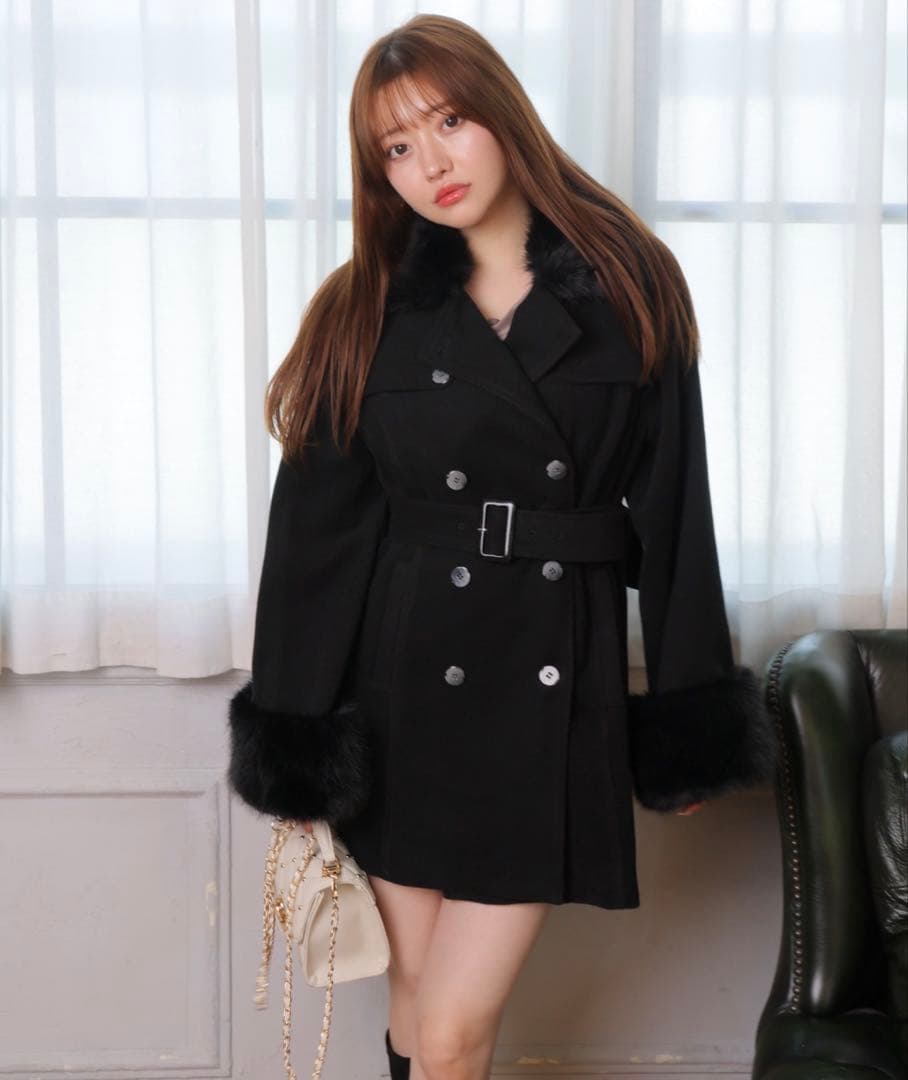 LIP SERVICEケープライクフレアスリーブコート ブラック