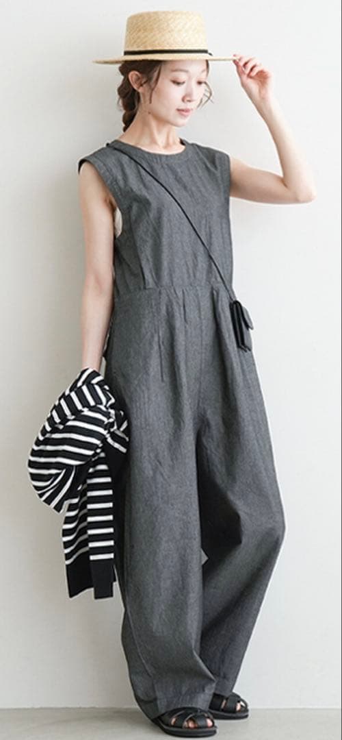 solamonat poche|ライトオンスシャンブレー ノースリオールインワン