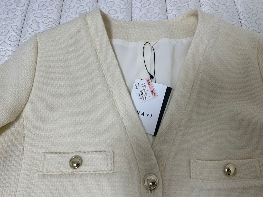 【未使用】ANAYI ウールプリペラVネックロングジャケット 38サイズ