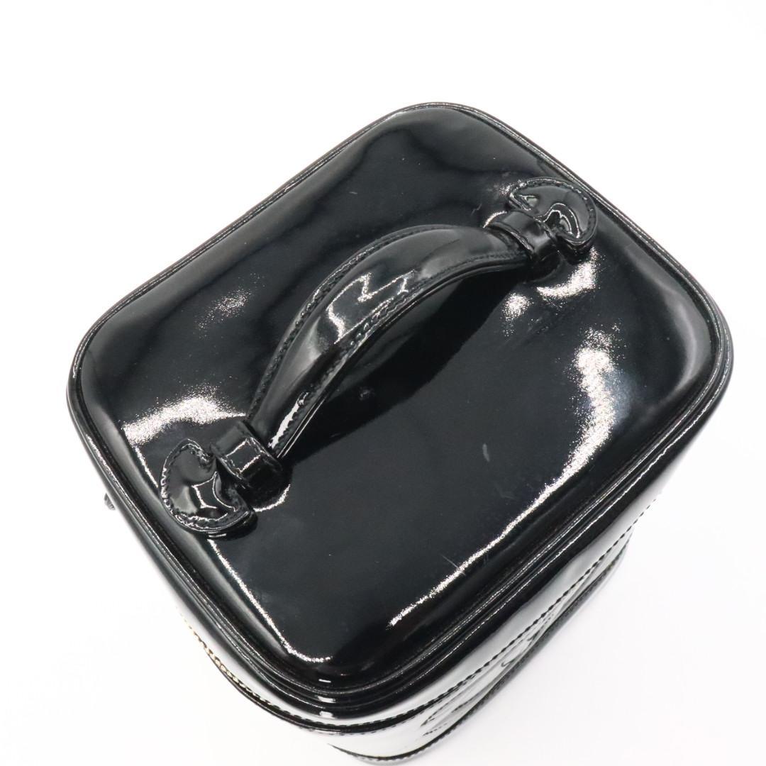 美品　シャネル　エナメル　ココマーク　バニティバッグ　ブラック