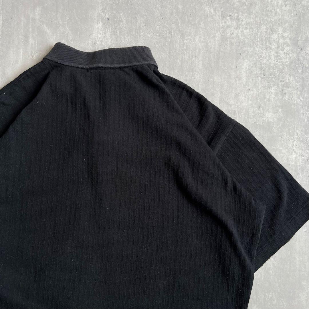 80s　筆タグ　イッセイミヤケメン　アーカイブ　ポロシャツ　ブラック　Fサイズ