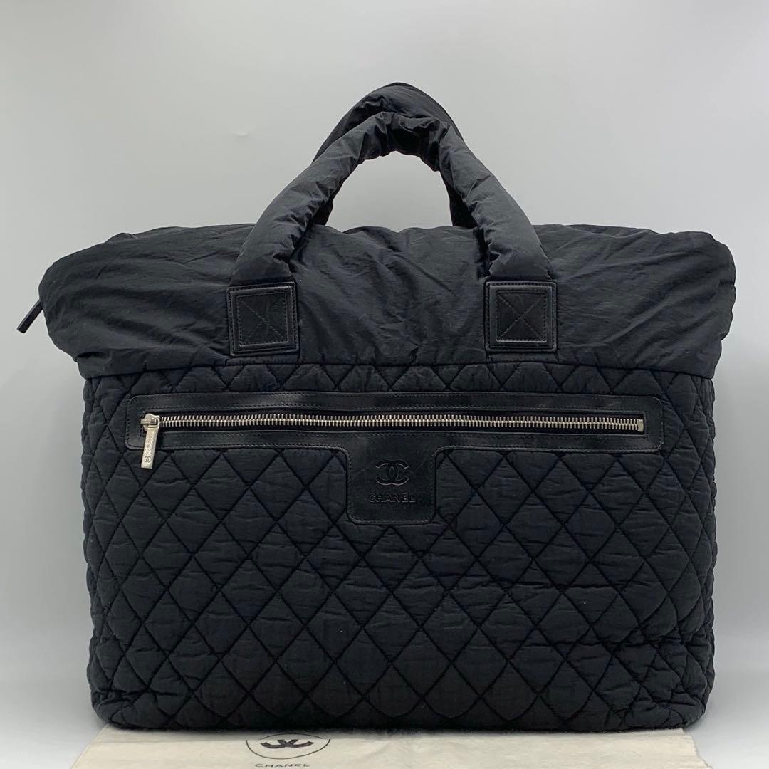 ［美品］CHANEL コココクーンTGM トートバッグ ブラック ナイロン