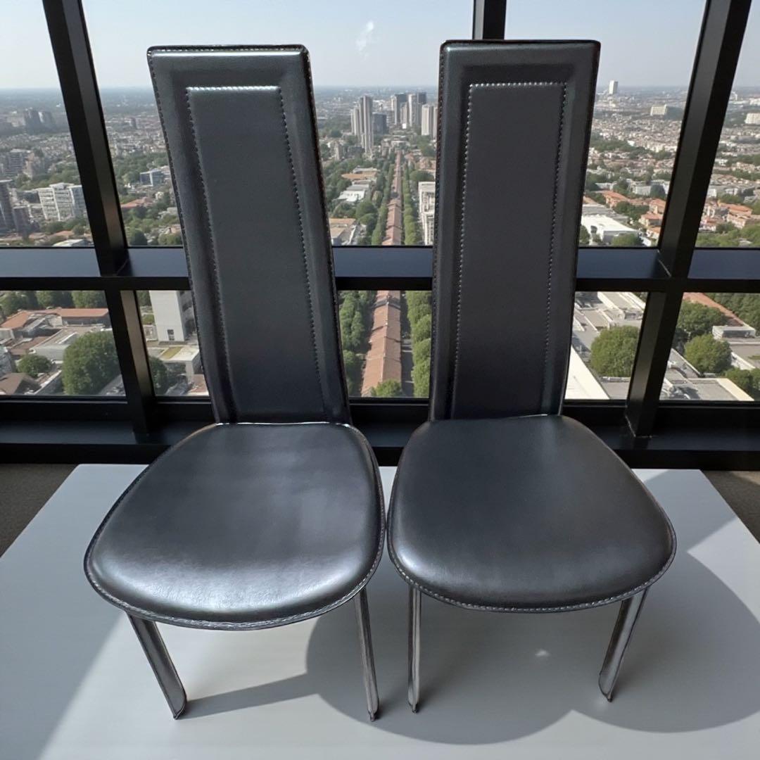 椅子 8391 ダイニングチェア　ハイバックチェア 2脚セット　大塚家具　本革