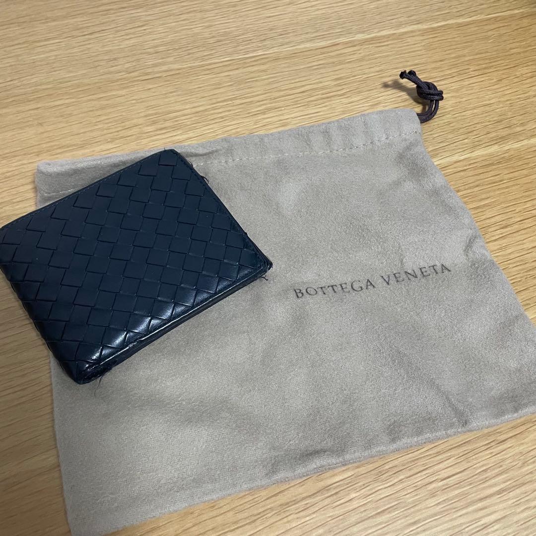 Bottega Veneta 二つ折り財布 ネイビー 保存袋付き
