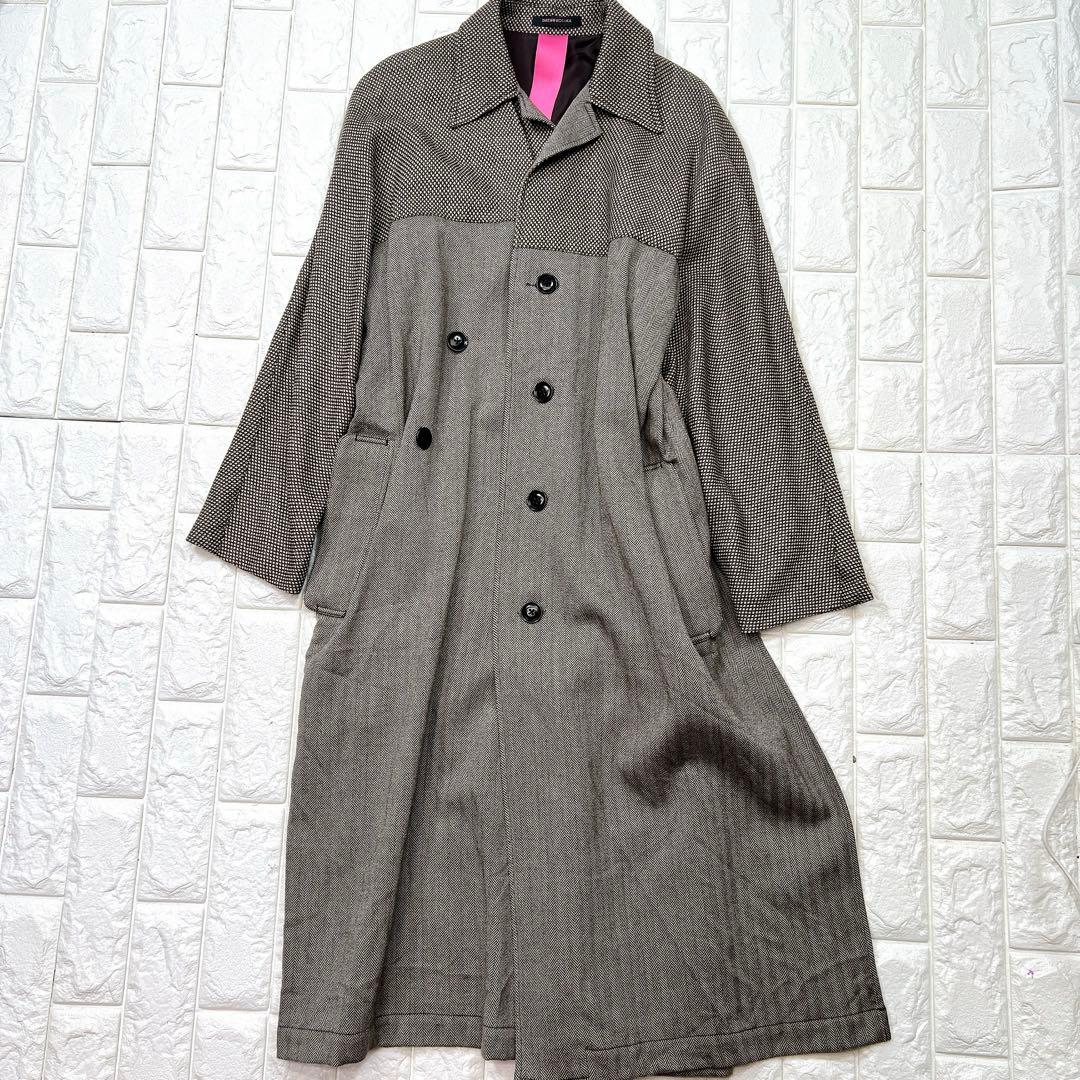 Y's ワイズ ピンク タケシ コサカ 柄切替 ラップ コート 美品 薄手