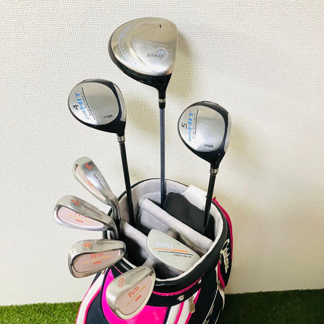 フィットウェイ レディース ゴルフクラブセット 8本 花柄 キャディバック