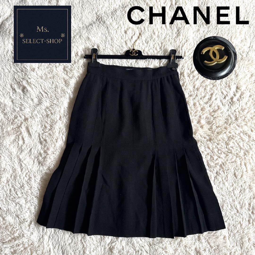 【入手困難】CHANEL ヴィンテージ ココマーク プリーツスカート 36 黒