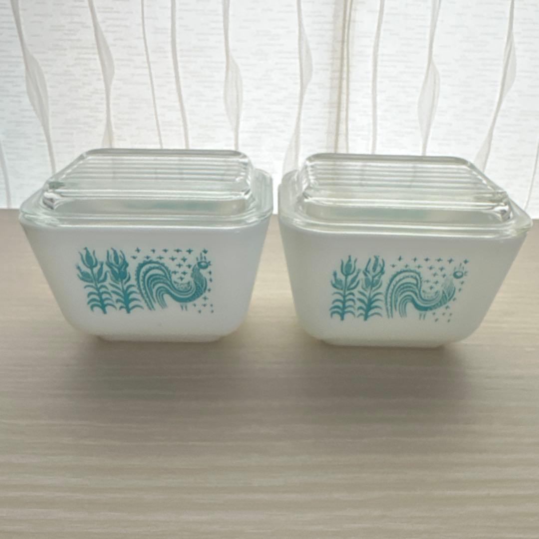 オールドパイレックス バタープリント レフリジレーター4個セット