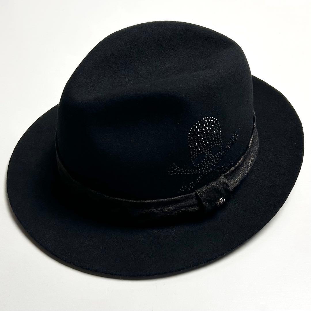 【極美品】Roen/ロエン/ウールハット/レオパード/スカルストーン/ブラック