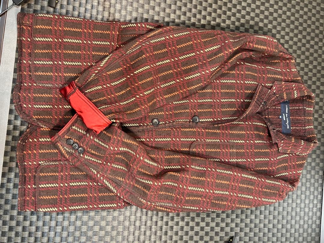 コムデギャルソン　ブラウン系チェック柄ライトジャケット