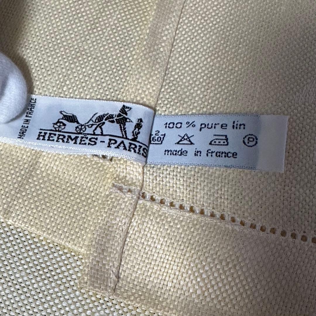 エルメス　馬柄　ホース　テーブルクロス　リネン　麻　ライトイエロー　黄色　未使用