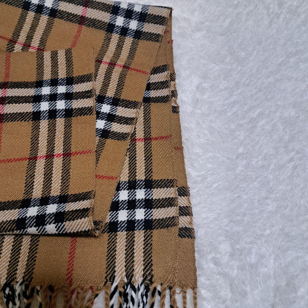 美品Burberry マフラーノバチェックウール100%ブラウン